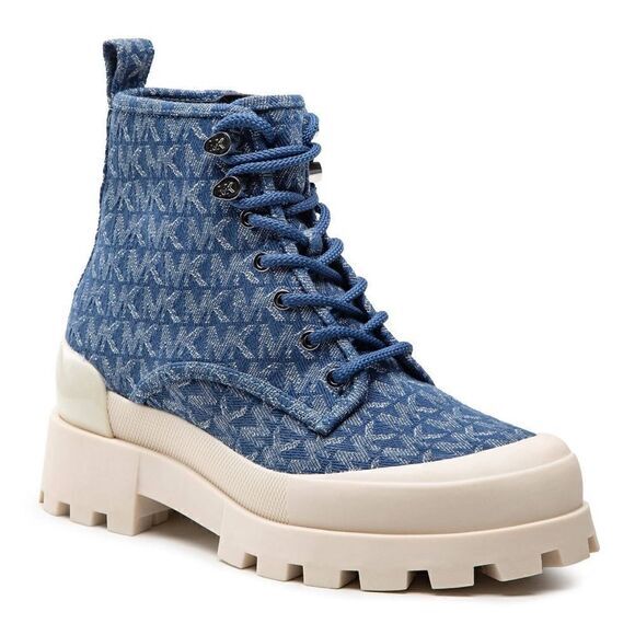 Michael Kors Denim Jacquard Combat Boots - Picture 3 of 10